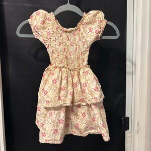 Rabbit + Bear Organic Cotton Floral Smocked Tiered Dress
